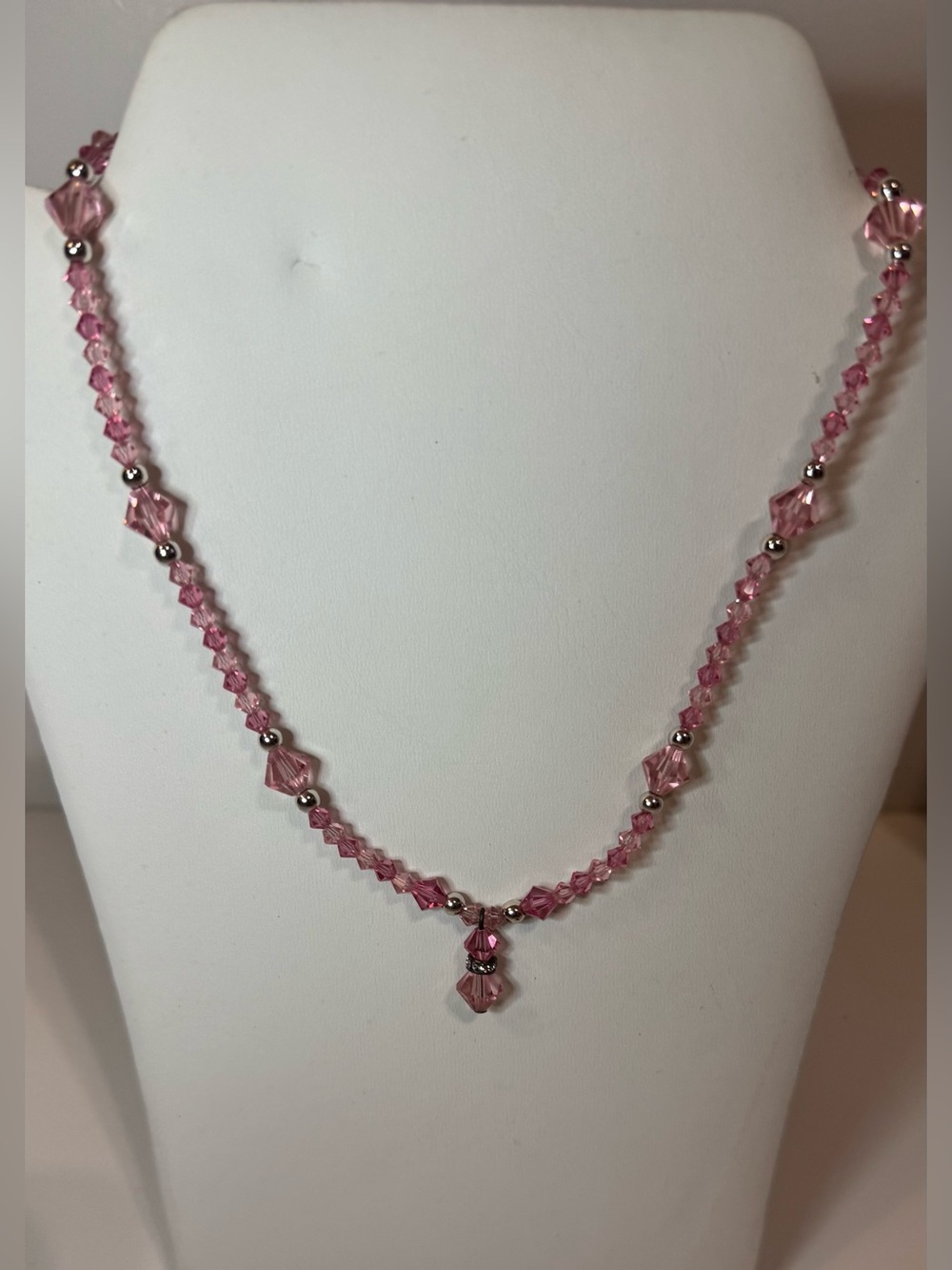 Vintage Designer J. Lauren Pink Crystal Beaded Necklace